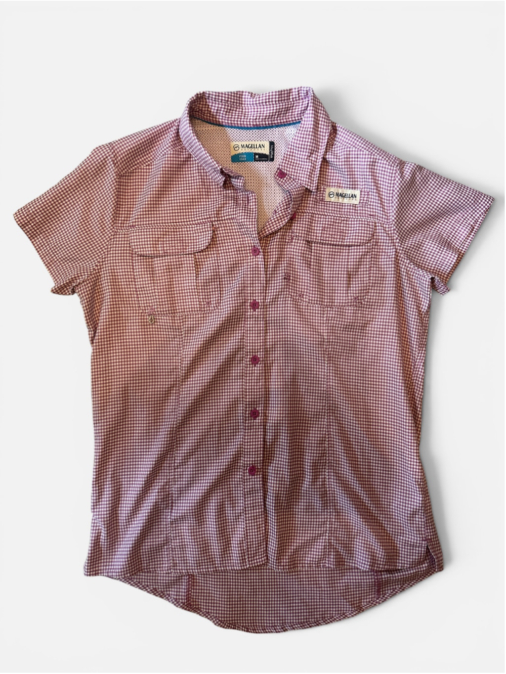 Women's Magellan Outdoors Purple Checkered Button Up Shirt - Size M